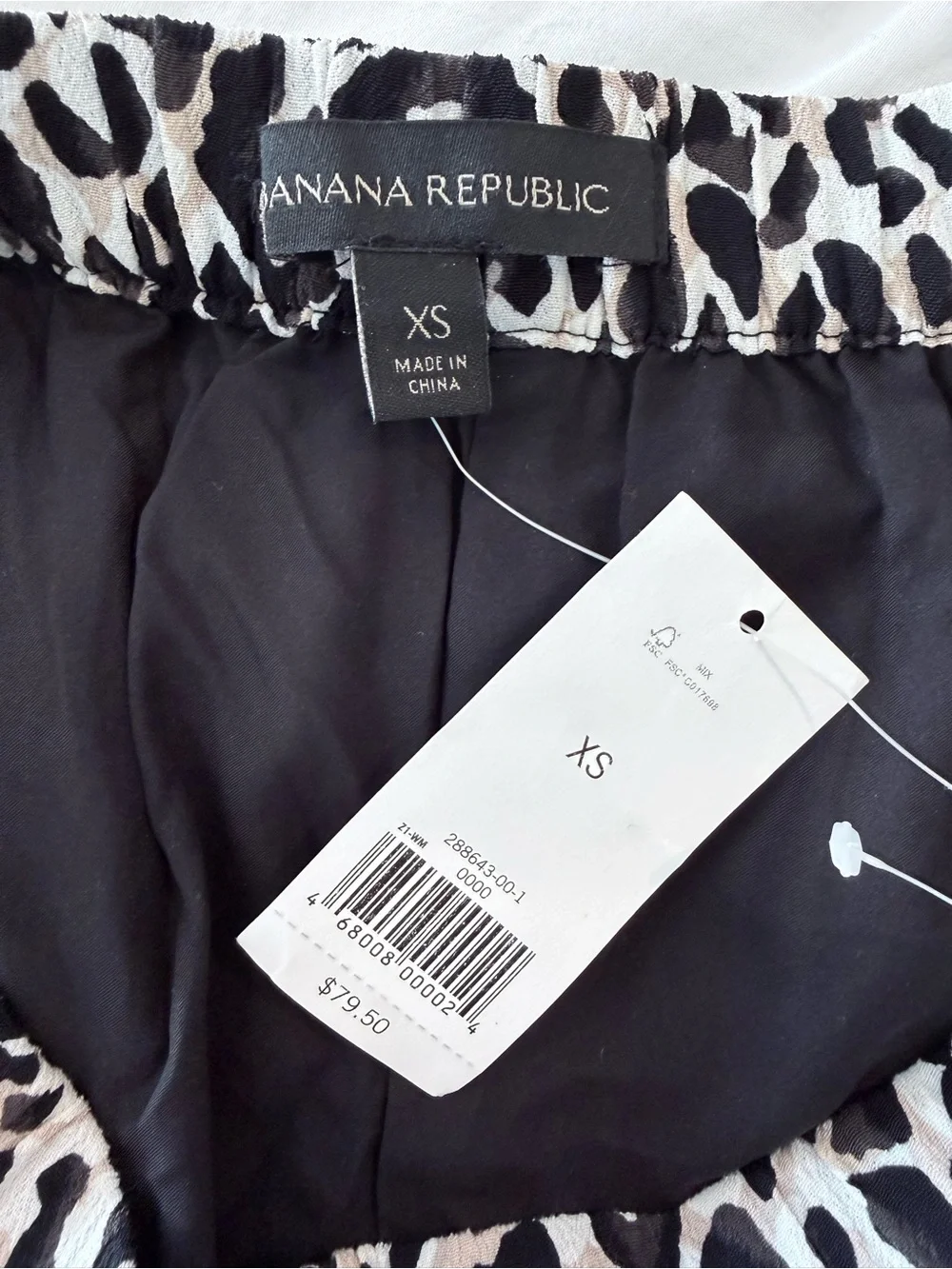 Banana Republic Black and White Leopard Mini Skirt